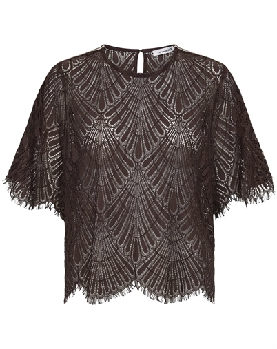 Co'Couture - Leti CC Lace Bluse - Dark Brown